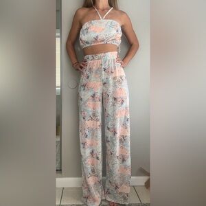 Crop top bell bottom summer set floral